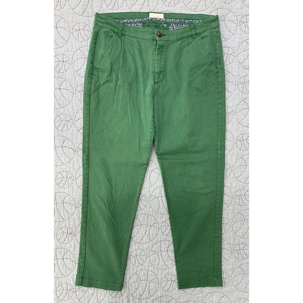 ModCloth Chino Pants Green Cropped Floral Lining /‎ Women's Large